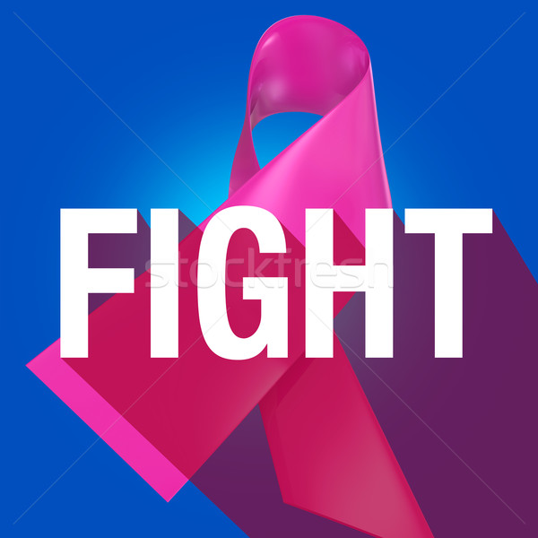 Fight Breast Cancer Pink Ribbon Symbol Long Shadow Word Stock photo © iqoncept