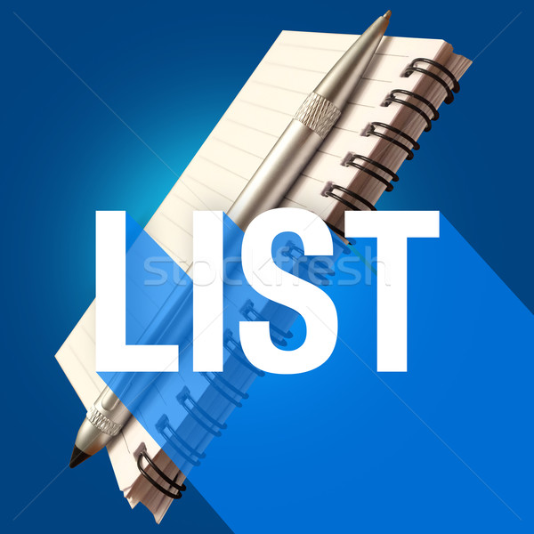 List Notepad Pen Word Long Shadow Remember Jobs Tasks Stock photo © iqoncept