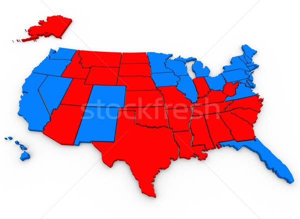 Imagine de stoc: Roşu · vs · albastru · Statele · Unite · America · hartă