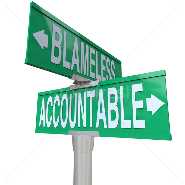 Accountable Vs Blameless Two Way Road Street Intersection Signs Stock photo © iqoncept