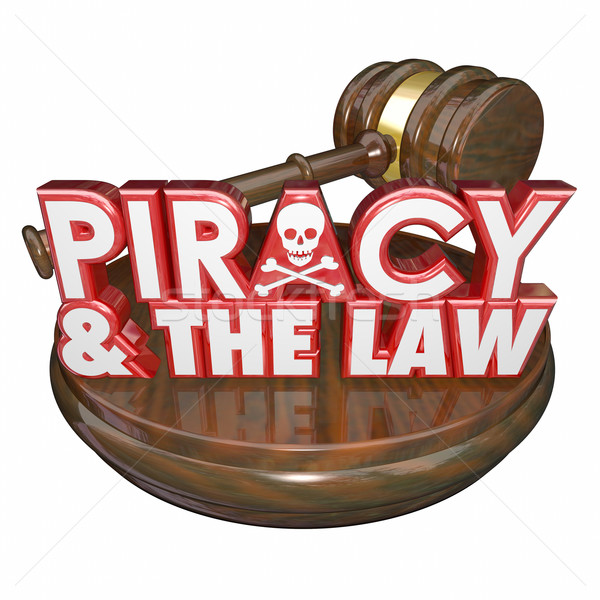 Piractwo prawa słowa sędzia młotek nielegalny Zdjęcia stock © iqoncept