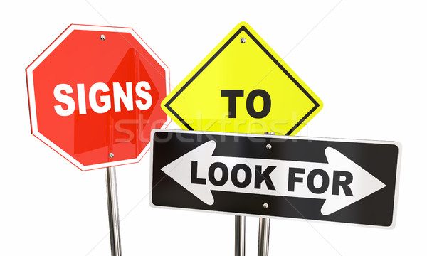 Stock photo: Signs to Look for Watch Caution Warning 3d Illustration
