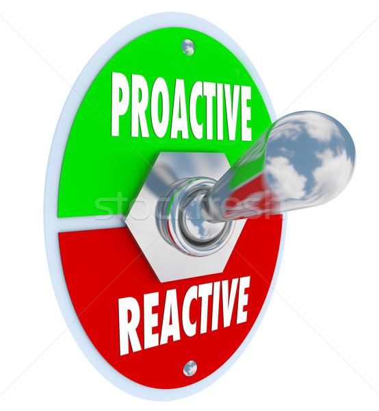 [[stock_photo]]: Proactive · vs · switch · métal · plaque