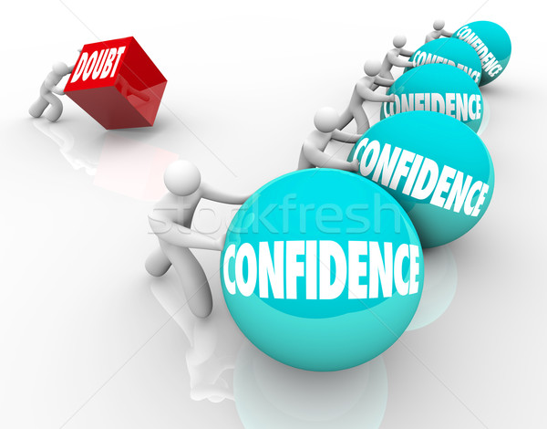 Confidence Vs Doubt Race Competition Good Positive Attitude Wins Stock photo © iqoncept