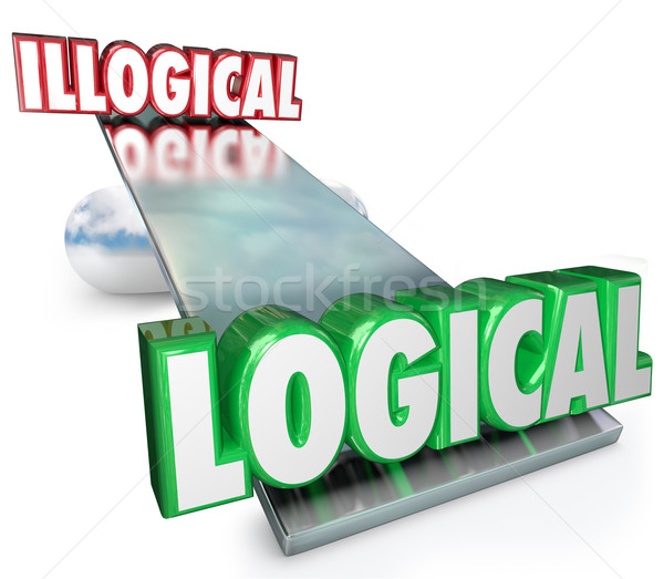 Logical Vs Illogical Words See Saw Balance Scale Stock photo © iqoncept
