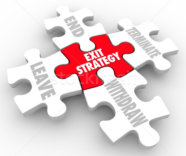 Exit Strategy Puzzle Pieces Words Way Out Plan Clause Stock photo © iqoncept