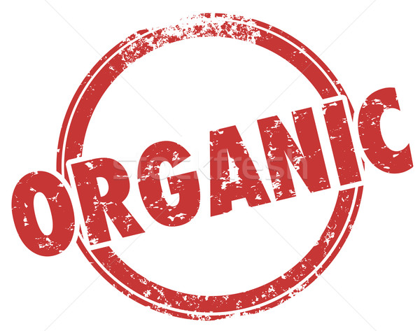 Organic Round Red Stamp Hormone Pesticide Free Food Ingredients Stock photo © iqoncept