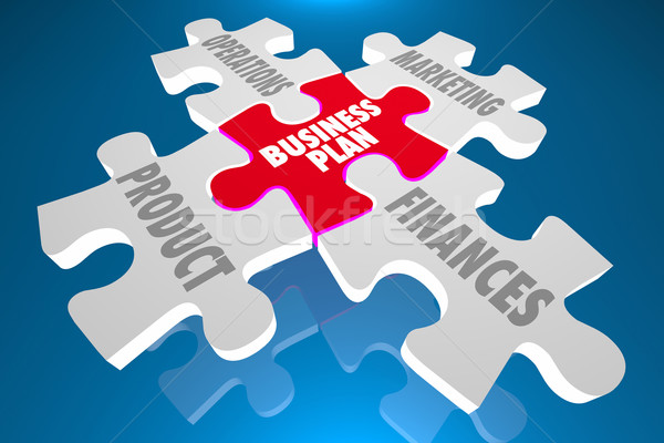 Business Plan Product Marketing Finances Puzzle 3d Illustration Stock photo © iqoncept