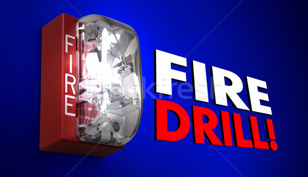 Fire Drill Alarm Words Practice Emergency Exercise 3d Illustrati Stock photo © iqoncept