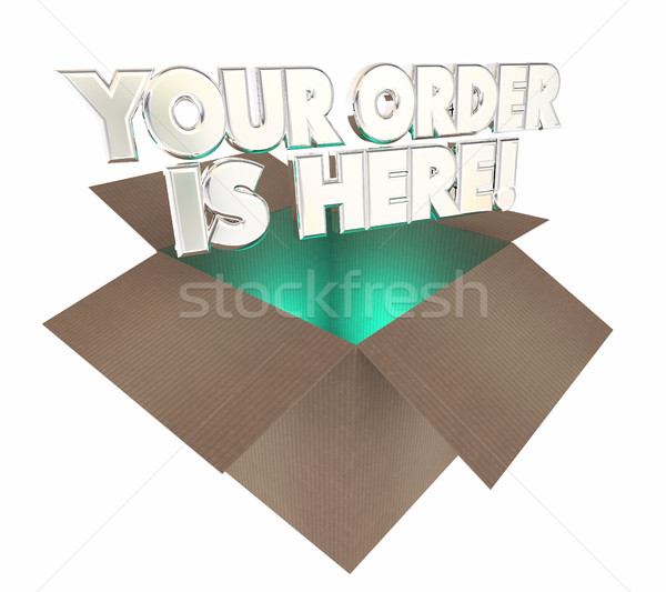 Your Order is Here Box Package Arrived 3d Illustration Stock photo © iqoncept