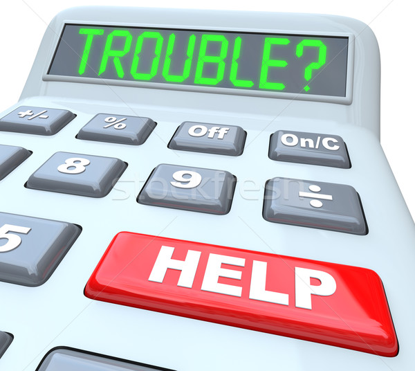 Calculator Words Financial Trouble and Help Button Stock photo © iqoncept