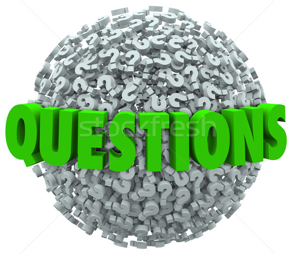 Perguntas palavra ponto de interrogação bola respostas Foto stock © iqoncept