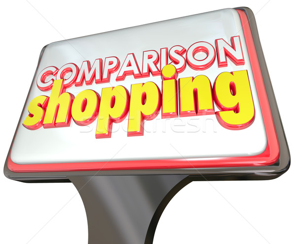 Porównanie zakupy sklepu podpisania klienta reklamy Zdjęcia stock © iqoncept