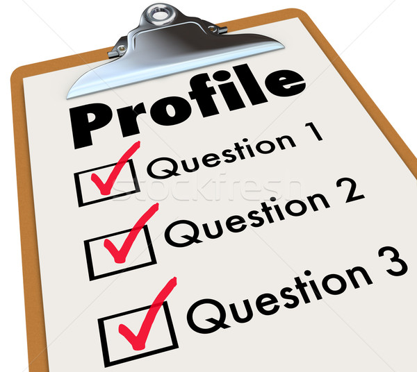 Profile Clipboard Checklist Questions Asking Personal Data Infor Stock photo © iqoncept