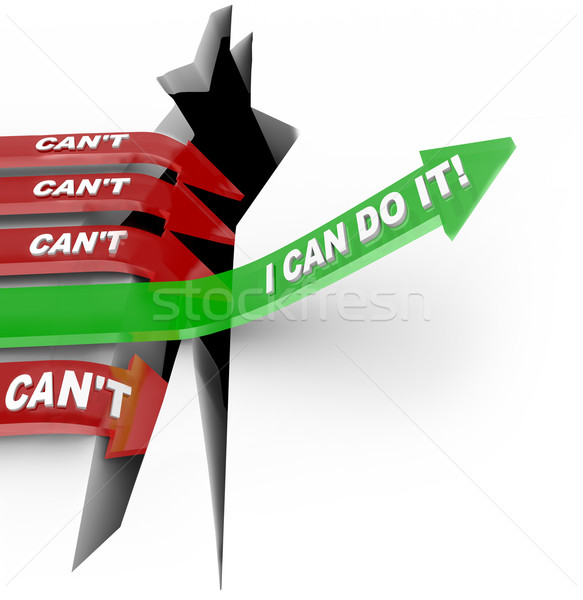 Can Vs Can't Arrow Rises Over Hole Wins Competition Stock photo © iqoncept