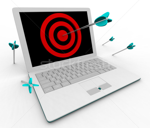 Hitting Bullseye on Computer Laptop Stock photo © iqoncept