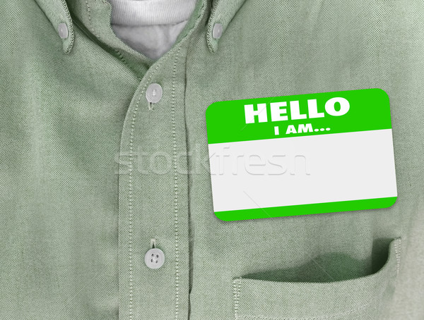 Stockfoto: Hallo · sticker · groene · shirt