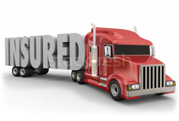Asigurat camion 3D cuvant asigurare roşu Imagine de stoc © iqoncept