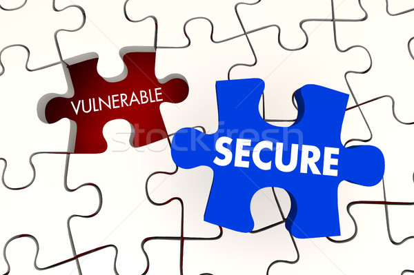 Vulnerabil asigura securitate puzzle bucata ilustrare 3d Imagine de stoc © iqoncept