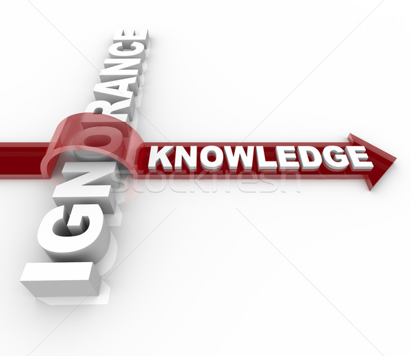 Unwissenheit vs Wissen Bildung arrow Wort Stock foto © iqoncept