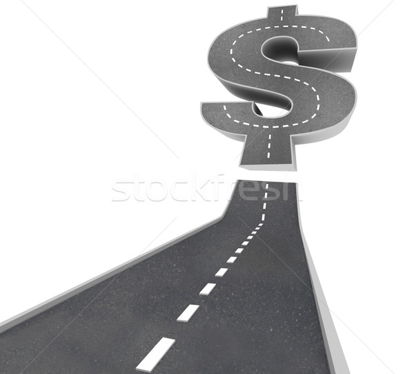 Carretera signo de dólar calle negro pavimento líder Foto stock © iqoncept
