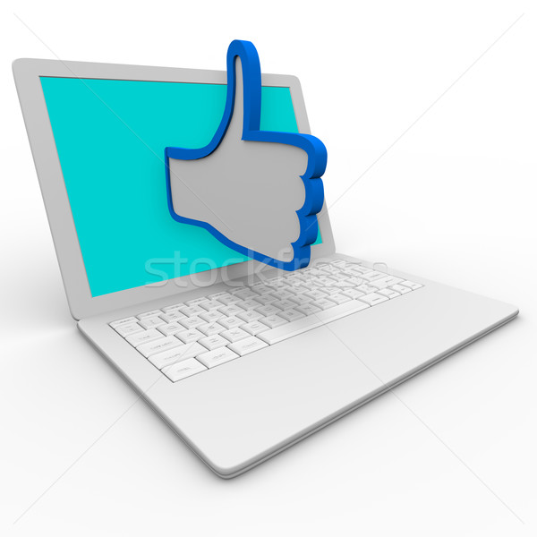 Thumb's Up Symbol on Laptop Computer Good Internet Review Stock photo © iqoncept