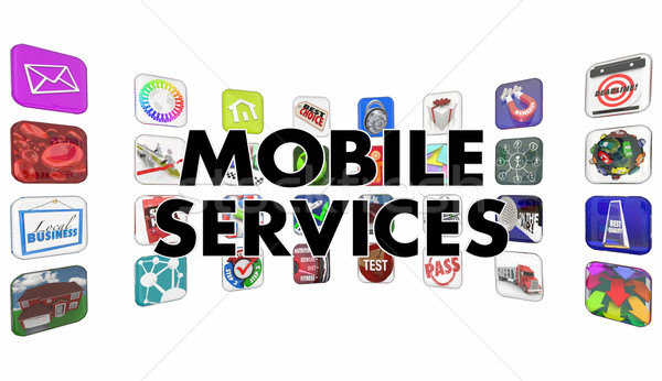 Mobile Services Apps Software Program Tiles Words Stock photo © iqoncept