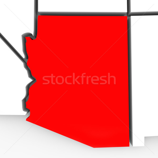 Arizona Red Abstract 3D State Map United States America Stock photo © iqoncept