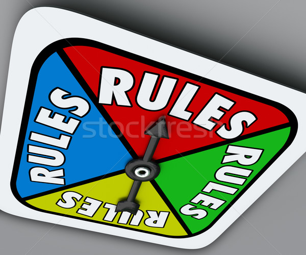 Rules Board Game Spinner Regulation Compliance Play Compete Stock photo © iqoncept