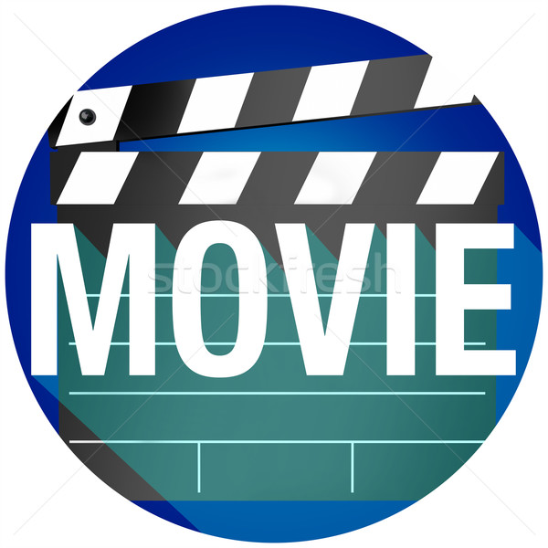 Movie Film Cinema Clapper Board Word Long Shadow Circle Button Stock photo © iqoncept