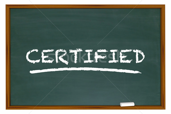Certificado palavra quadro-negro aprendizagem ilustração 3d Foto stock © iqoncept