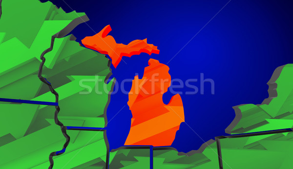 Michigan Map United States America Growth Increase Improve 3d Il Stock photo © iqoncept