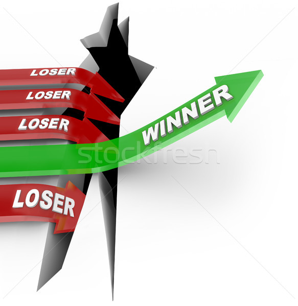 Winner Vs Loser Competition Jump Over Obstacle to Win Stock photo © iqoncept