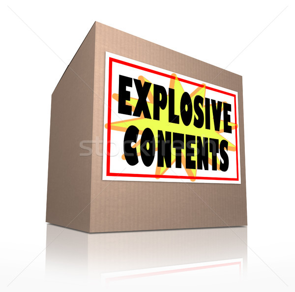 Exploziv continut pachet cutie de carton bombă Imagine de stoc © iqoncept
