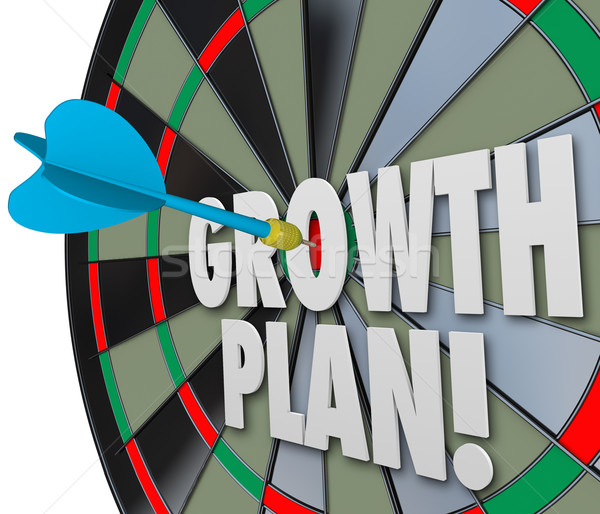 Growth Plan Words Dart Board Direct Hit Targeting Improvement In Stock photo © iqoncept