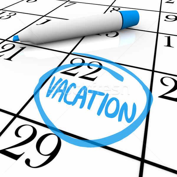 Calendário férias dia branco azul marcador Foto stock © iqoncept