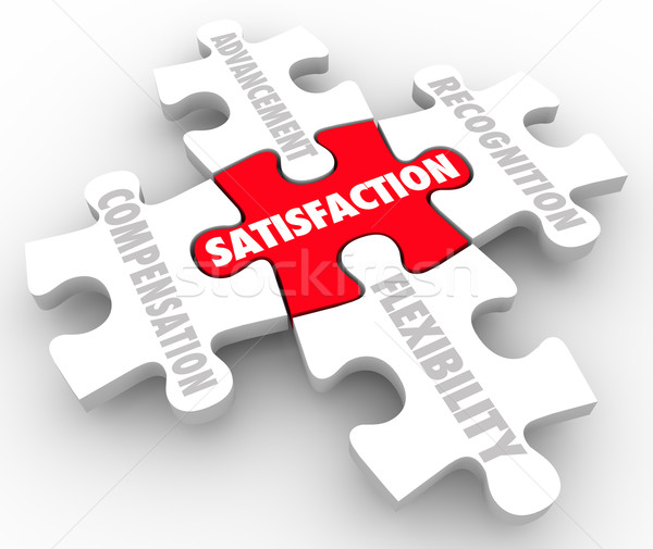Stock photo: Job Satisfaction Puzzle Pieces Compensation Recognition Advancem