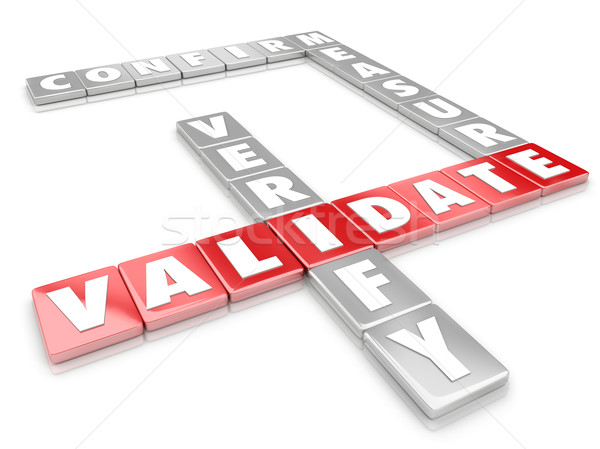Validate Word Letter Tiles Certify Verify Confirm Measure Stock photo © iqoncept