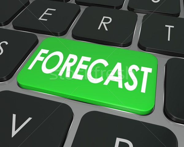 Stock photo: Forecast Word Computer Keyboard Button Future Finance Budget Est