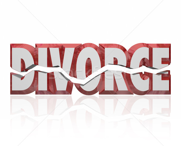 Echtscheiding Rood 3D woord gebroken huwelijk Stockfoto © iqoncept