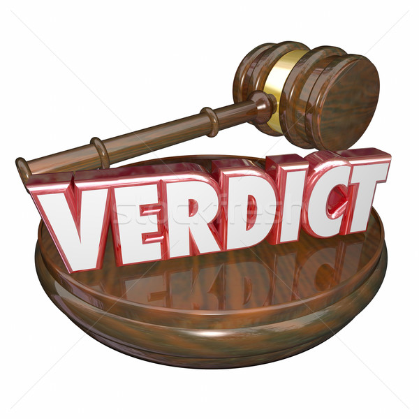 Verdict 3d Red Word Judge Decision Wood Gavel Stock photo © iqoncept