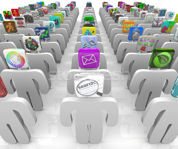 The Apps Marketplace - People with Icon Heads in Rows  Stock photo © iqoncept