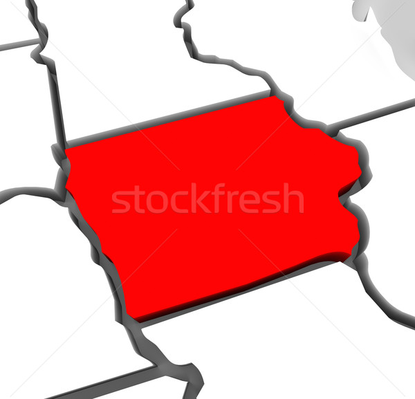 Iowa Red Abstract 3D State Map United States America Stock photo © iqoncept