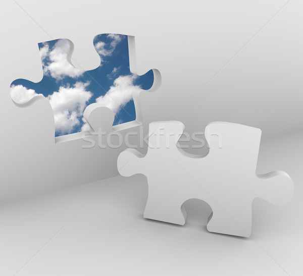 Stock photo: Puzzle Piece - Blue Sky Opening