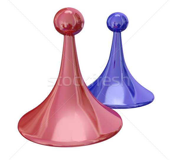 Blue Red Two Game Pieces Compete Tie Share Winning  Stock photo © iqoncept