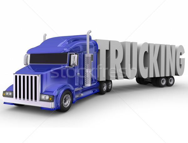 Trucking 3d Word Tractor Trailer Truck Hauling Driving Stock photo © iqoncept