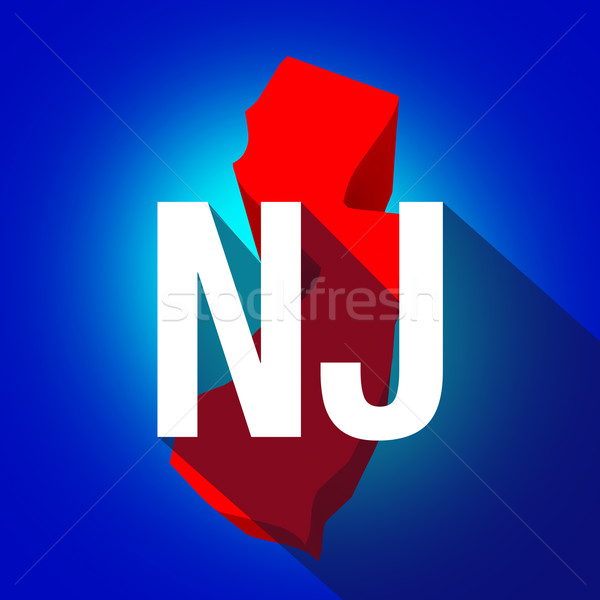 New Jersey Briefe Abkürzung rot 3D Karte Stock foto © iqoncept