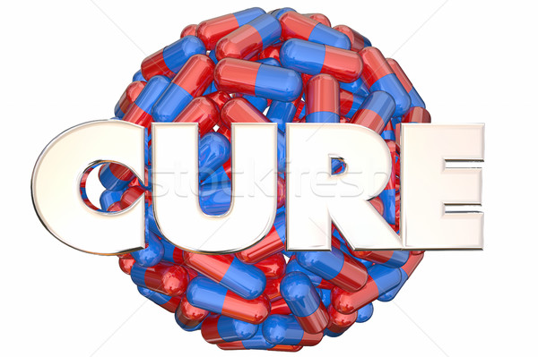 Cure Pills Medicine Research End Disease Sphere 3d Illustration Stock photo © iqoncept