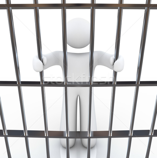 Człowiek więzienia bary pióro osoby Zdjęcia stock © iqoncept