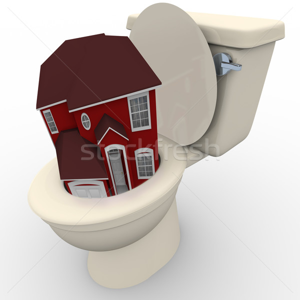 House Flushing Down Toilet - Falling Home Values Stock photo © iqoncept